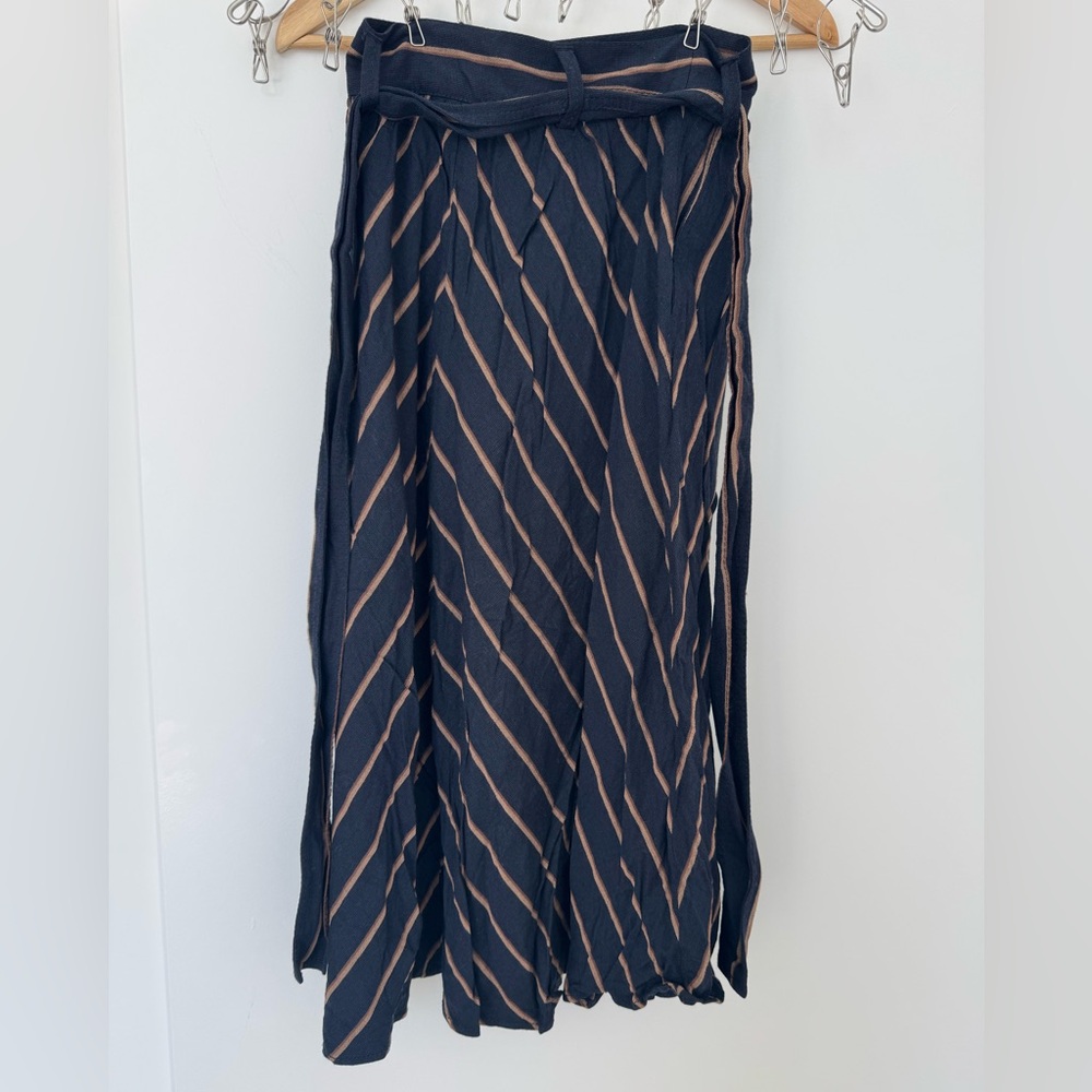 Striped Navy Blue and Tan Women's Skirt